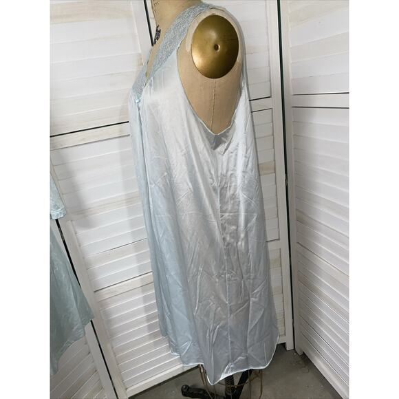 Vanity Fair 60s 70s Vintage Green Nylon Lace Trim Robe Nightgown Set Sz Medium - Picture 6 of 14